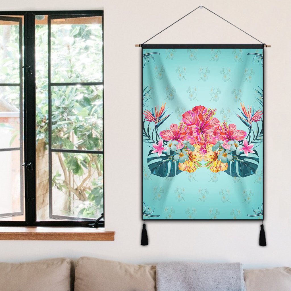 Hawaiian Tropical Strelitzia Hibiscus Plumeria Centre Hanging Poster - AH - Polynesian Pride