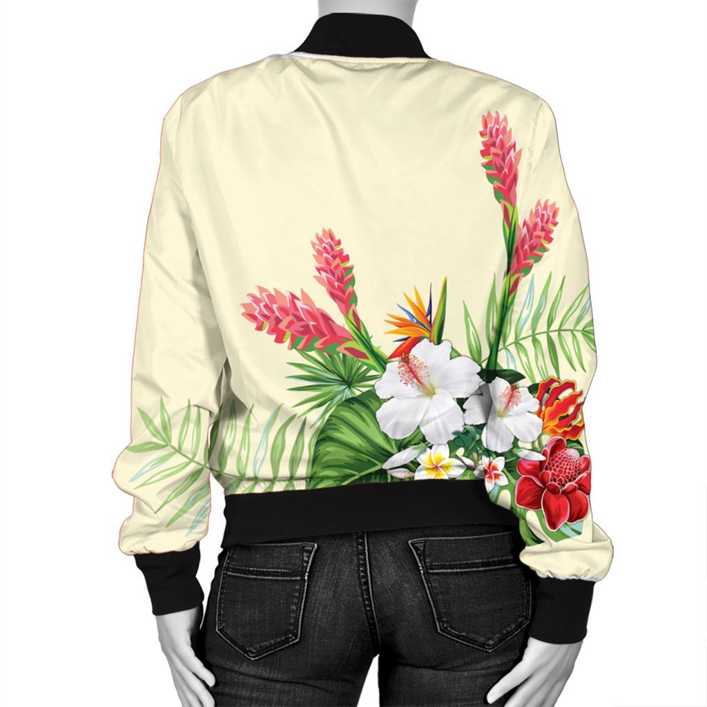 Hawaiian Tropical Wonderful Hibiscus Plumeria Strelitzia Bomber Jacket - AH - Polynesian Pride