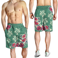 Hawaiian Turtle And Colorful Hibiscus Polynesian Men's Shorts - AH - Polynesian Pride