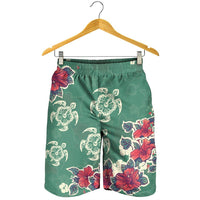 Hawaiian Turtle And Colorful Hibiscus Polynesian Men's Shorts - AH - Polynesian Pride