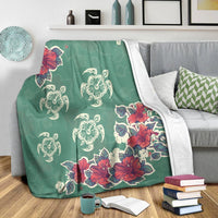 Hawaiian Turtle And Colorful Hibiscus Polynesian Premium Blankets - AH - Polynesian Pride