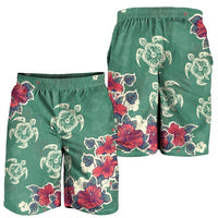 Hawaiian Turtle And Colorful Hibiscus Polynesian Men's Shorts - AH - Polynesian Pride
