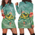 Hawaiian Turtle And Hibiscus Polynesian Hoodie Dress - AH Black - Polynesian Pride