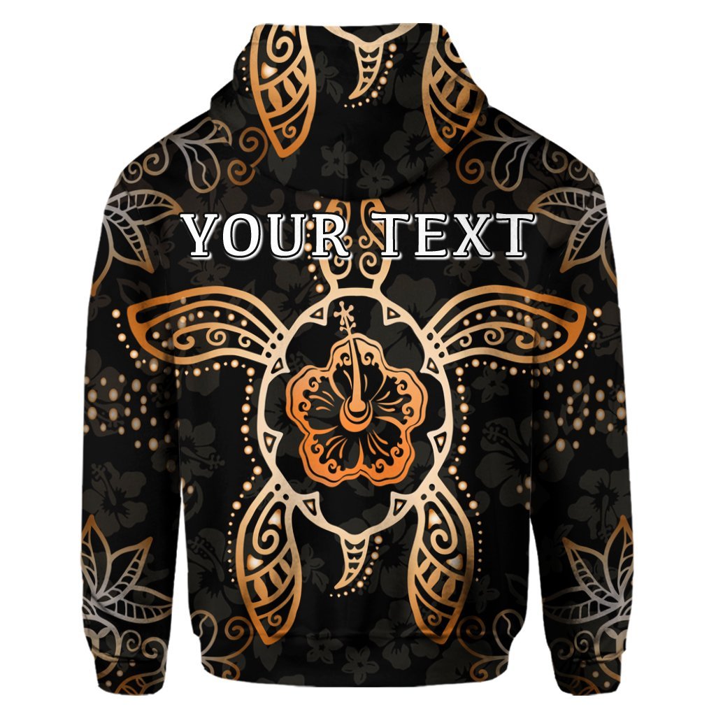 Custom Hawaiian Turtle and Hibiscus Polynesian Hoodie Orange - Polynesian Pride
