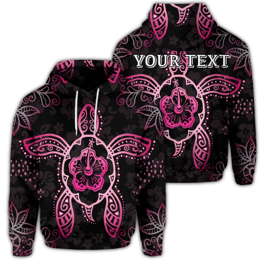 Custom Hawaiian Turtle and Hibiscus Polynesian Hoodie Pink Unisex Art - Polynesian Pride