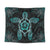 Hawaiian Turtle And Hibiscus Polynesian Tapestry Turquoise - AH Wall Tapestry Black - Polynesian Pride