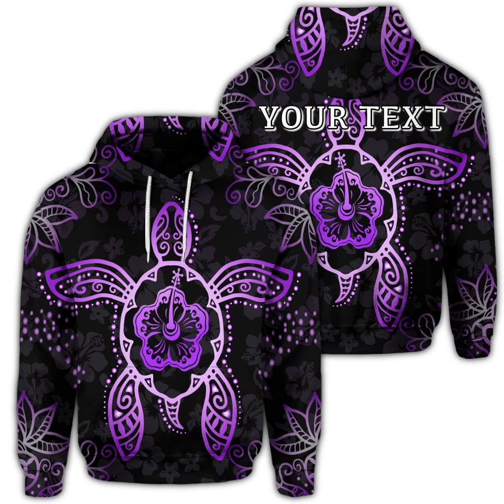 Custom Hawaiian Turtle and Hibiscus Polynesian Hoodie Violet Unisex Art - Polynesian Pride