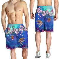 Hawaiian Turtle And Plumeria Pattern Polynesian Men's Shorts - AH - Polynesian Pride