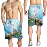 Hawaiian Turtle Dolphin In The Ocean Polynesian Men's Shorts - AH - Polynesian Pride