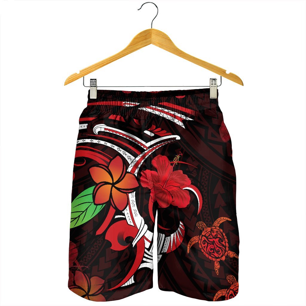 Hawaiian Turtle Hibiscus And Plumeria Flower Polynesian Men's Shorts - AH - Polynesian Pride