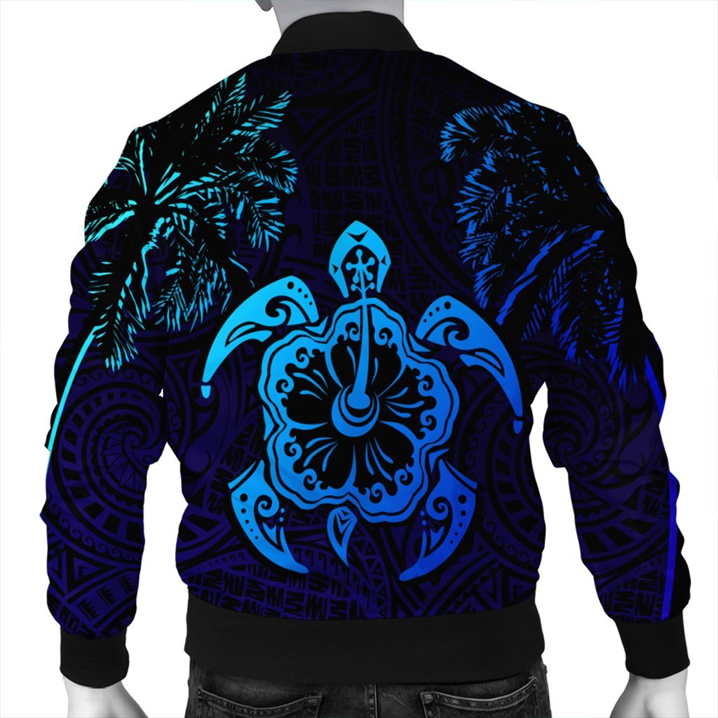 Hawaiian Turtle Hibiscus Coconut Tree Polynesian Bomber Jacket AH - Polynesian Pride