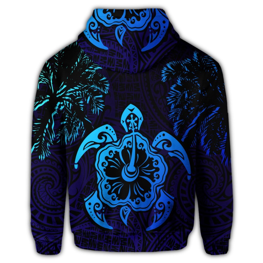 Hawaiian Turtle Hibiscus Coconut Tree Polynesian Zip Hoodie - Polynesian Pride