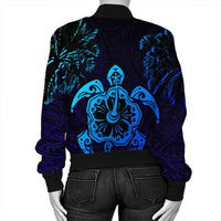 Hawaiian Turtle Hibiscus Coconut Tree Polynesian Bomber Jacket AH - Polynesian Pride