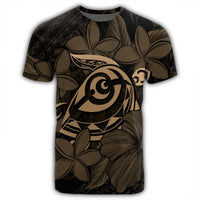 Hawaiian Turtle Hibiscus Plumeria Kanaka Polynesian T Shirt Gold Soft Style AH - Polynesian Pride