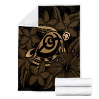 Hawaiian Turtle Hibiscus Plumeria Kanaka Polynesian Premium Blankets Gold - Soft Style - AH - Polynesian Pride