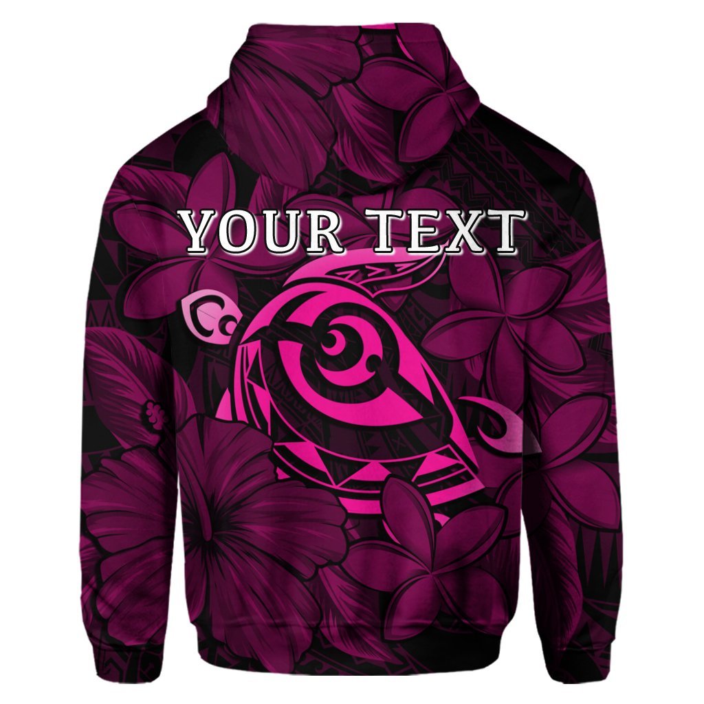Custom Hawaiian Turtle Hibiscus Plumeria Kanaka Polynesian Hoodie Pink Soft Style - Polynesian Pride