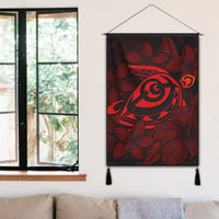 Hawaiian Turtle Hibiscus Plumeria Kanaka Polynesian Hanging Poster Red - Soft Style - AH - Polynesian Pride