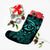 Hawaiian Turtle Hibiscus Plumeria Kanaka Polynesian Christmas Stocking Turquoise - Soft Style - AH - Polynesian Pride