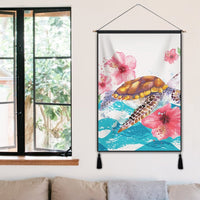 Hawaiian Turtle Hibiscus Waves Polynesian Hanging Poster - AH - Polynesian Pride