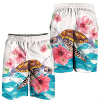 Hawaiian Turtle Hibiscus Waves Polynesian Men's Shorts - AH - Polynesian Pride