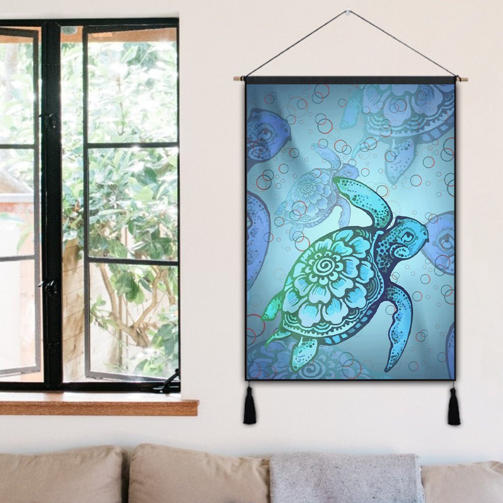 Hawaiian Turtle In The Sea Bubble Polynesian Hanging Poster - AH - Polynesian Pride