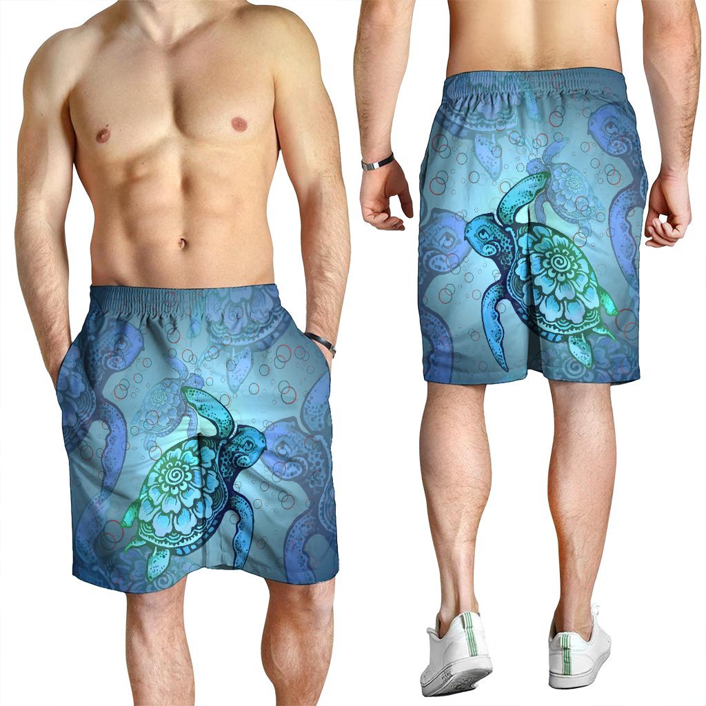 Hawaiian Turtle In The Sea Bubble Polynesian Men's Shorts - AH - Polynesian Pride