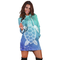 Hawaiian Turtle In The Sea Polynesian Hoodie Dress - AH - Polynesian Pride