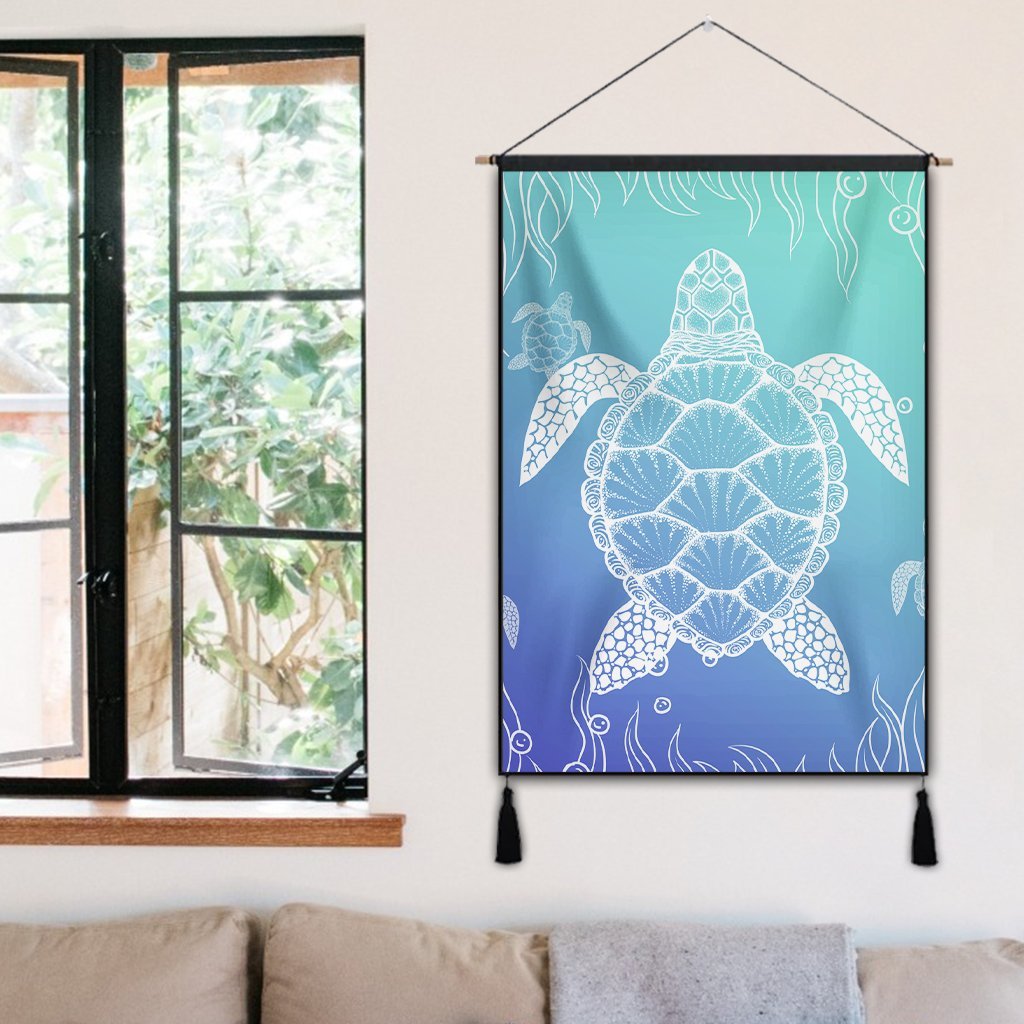 Hawaiian Turtle In The Sea Polynesian Hanging Poster - AH - Polynesian Pride
