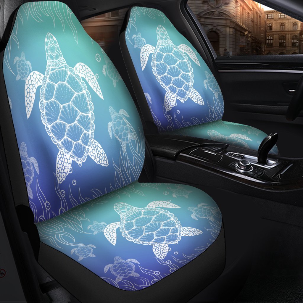 Hawaiian Turtle In The Sea Polynesian Car Seat Covers - AH - Polynesian Pride