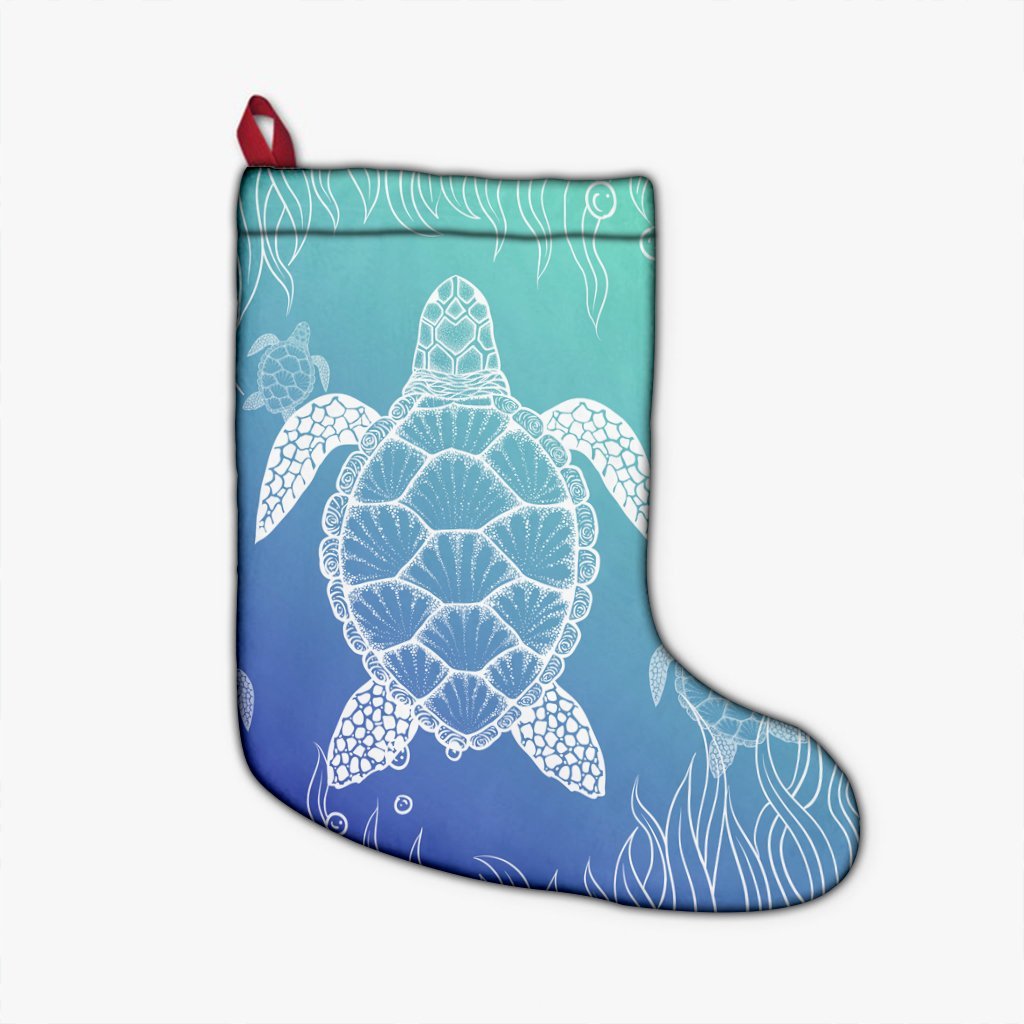 Hawaiian Turtle In The Sea Polynesian Christmas Stocking - AH Christmas Stocking 26 X 42 cm Black - Polynesian Pride