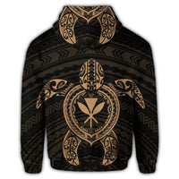 Hawaiian Turtle Kanaka Polynesian Zip Hoodie Gold - Polynesian Pride