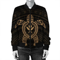Hawaiian Turtle Kanaka Polynesian Bomber Jacket - Gold - AH - Polynesian Pride