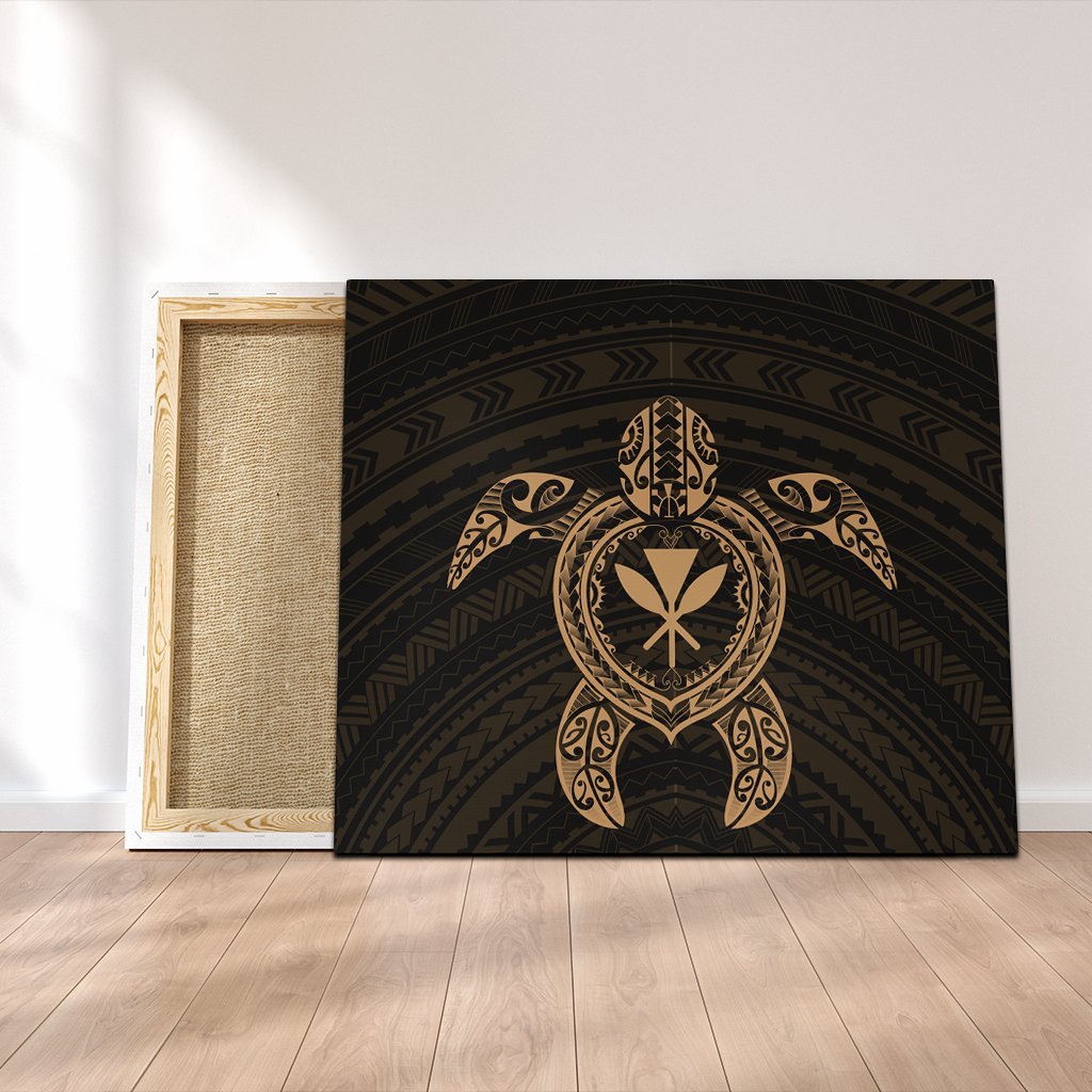 Hawaiian Turtle Kanaka Polynesian Canvas - Gold - AH Canvas Poly-cotton - Polynesian Pride