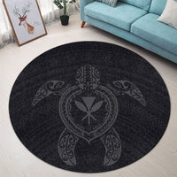 Hawaiian Turtle Kanaka Polynesian Round Carpet - Gray - AH - Polynesian Pride