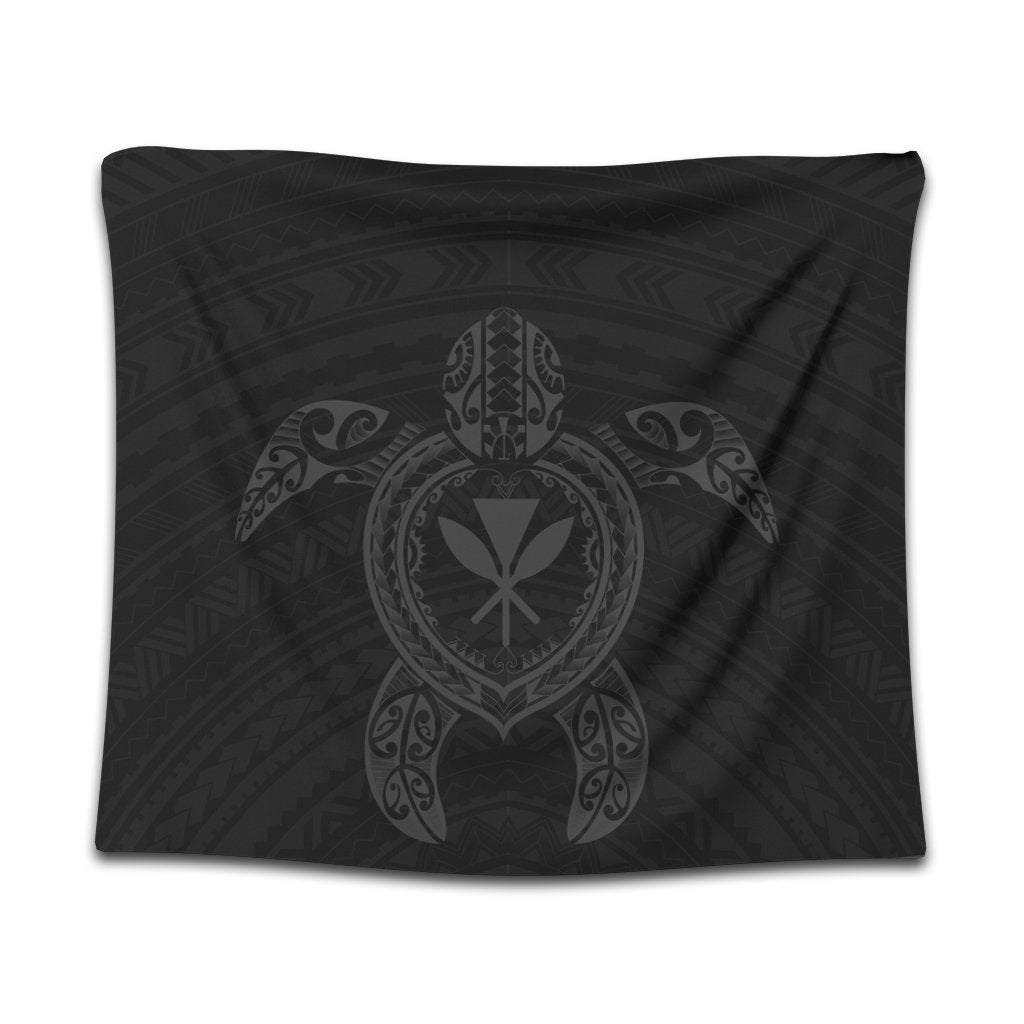 Hawaiian Turtle Kanaka Polynesian Tapestry - Gray - AH Wall Tapestry Black - Polynesian Pride