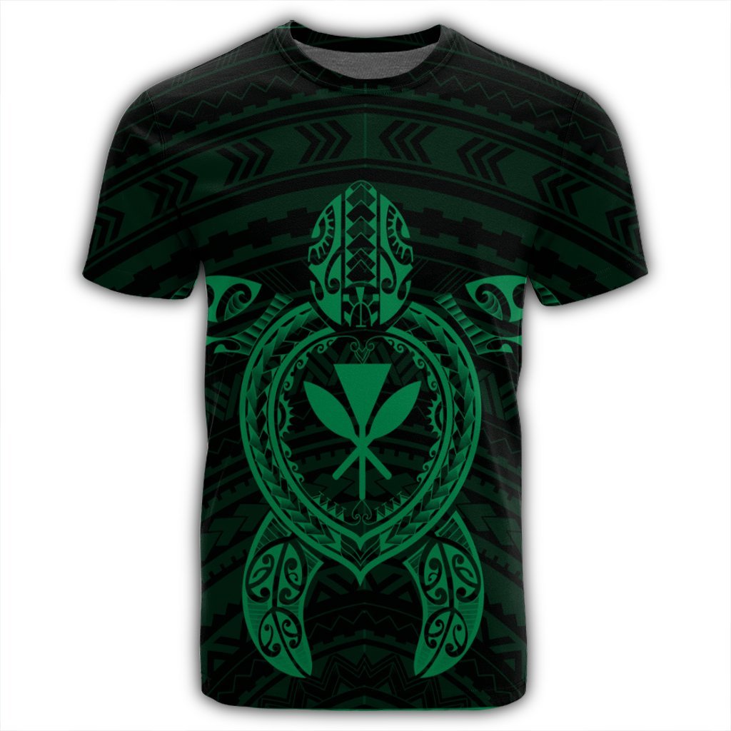 Hawaiian Turtle Kanaka Polynesian T Shirt Green AH - Polynesian Pride
