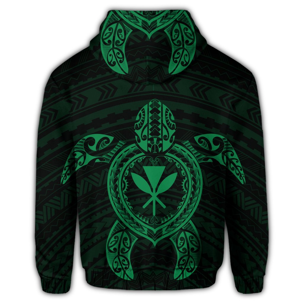 Hawaiian Turtle Kanaka Polynesian Hoodie Green - Polynesian Pride
