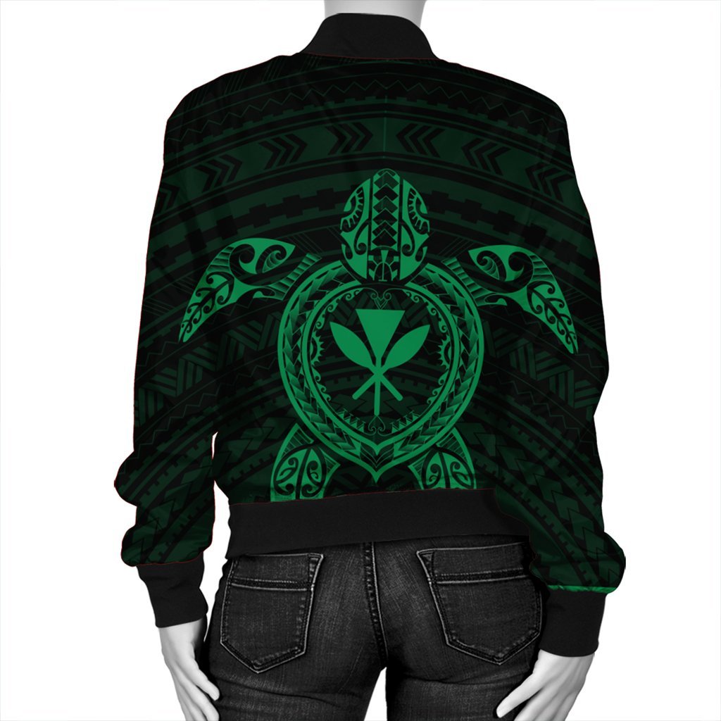 Hawaiian Turtle Kanaka Polynesian Bomber Jacket - Green - AH - Polynesian Pride