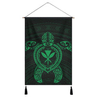 Hawaiian Turtle Kanaka Polynesian Hanging Poster - Green - AH Hanging Poster Cotton And Linen - Polynesian Pride