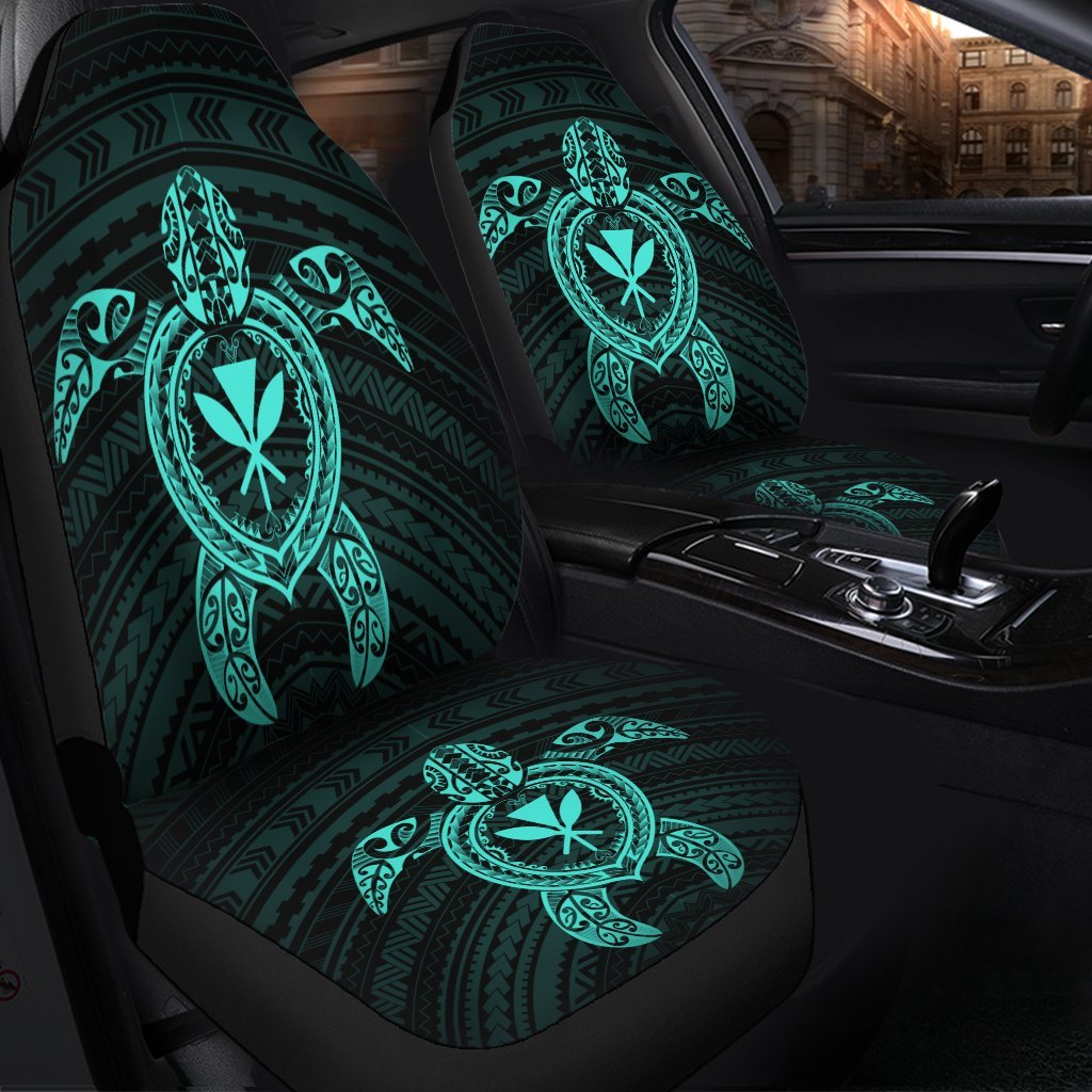 Hawaiian Turtle Kanaka Polynesian Car Seat Covers - Turquoise - AH - Polynesian Pride