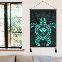 Hawaiian Turtle Kanaka Polynesian Hanging Poster - Turquoise - AH - Polynesian Pride