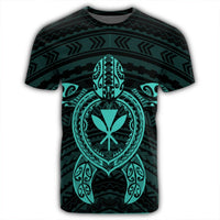 Hawaiian Turtle Kanaka Polynesian T Shirt Turquoise AH - Polynesian Pride