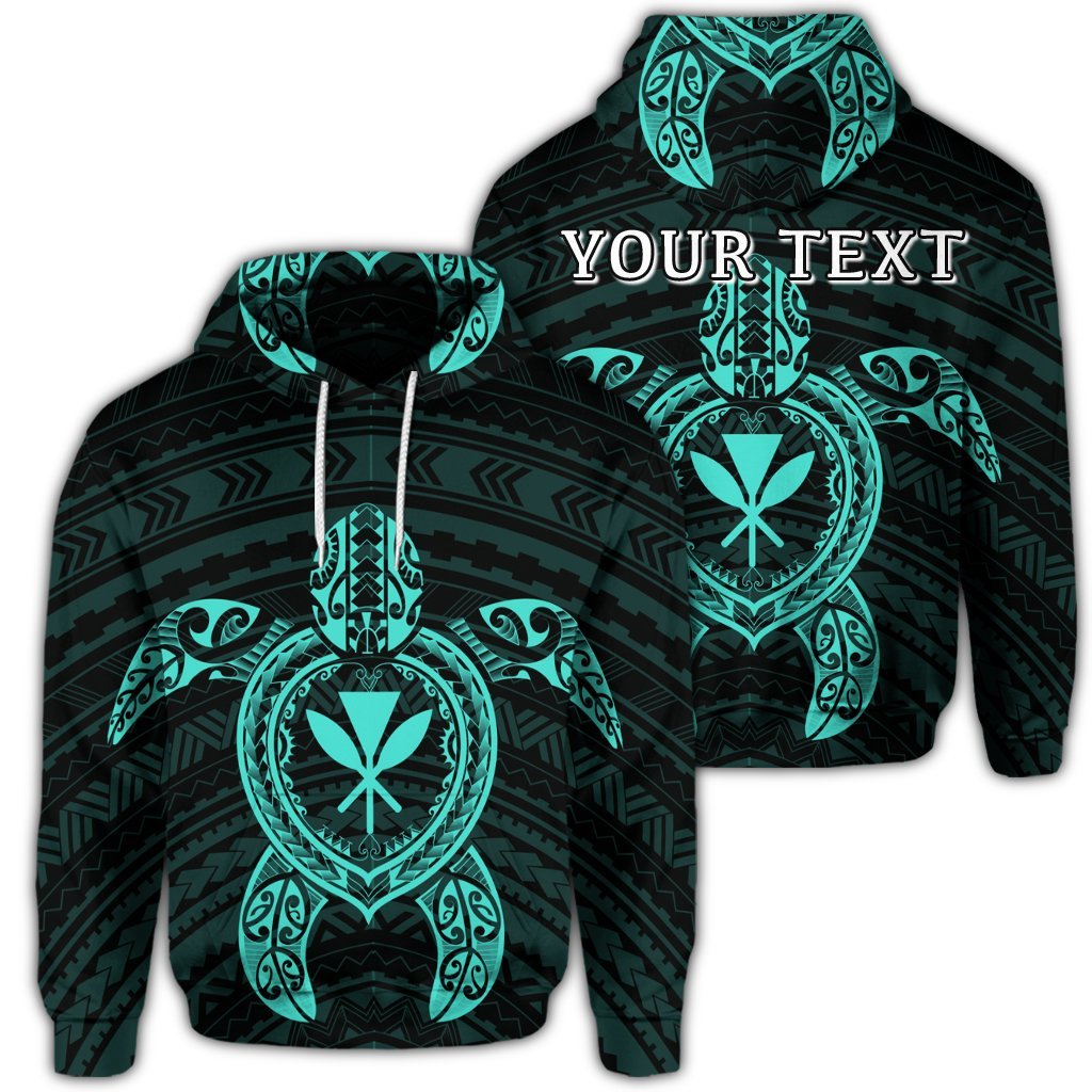 Custom Hawaiian Turtle Kanaka Polynesian Hoodie Turquoise Unisex Art - Polynesian Pride