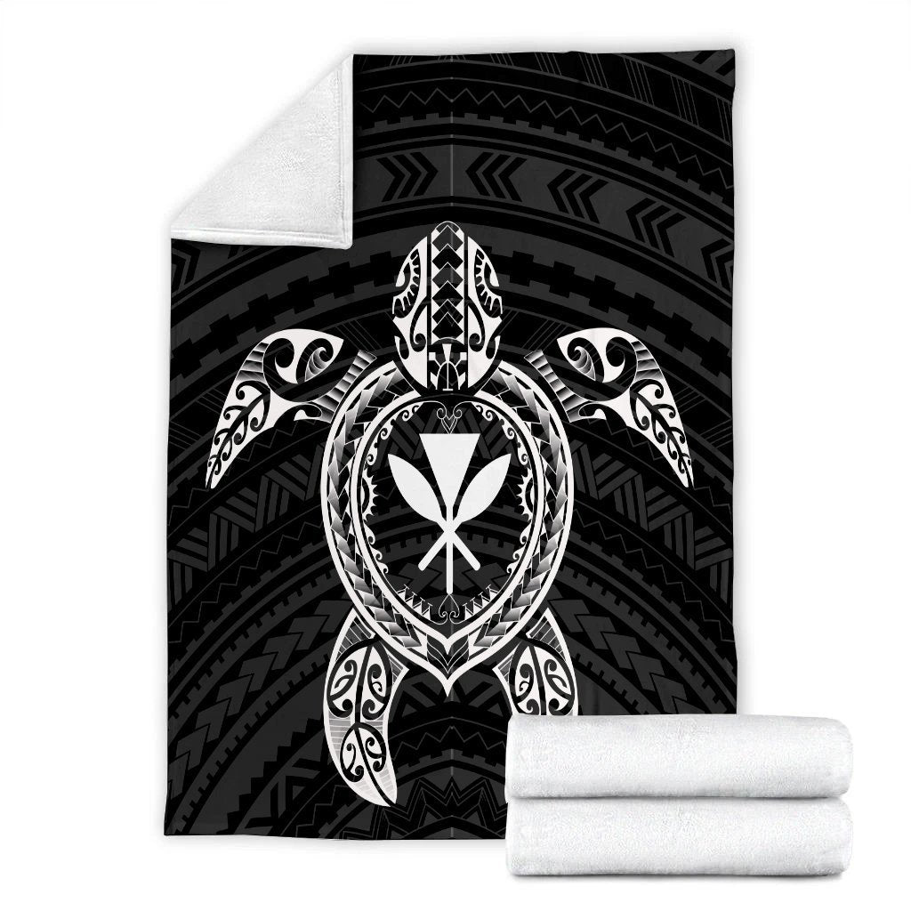 Hawaiian Turtle Kanaka Polynesian Premium Blankets - White - AH - Polynesian Pride