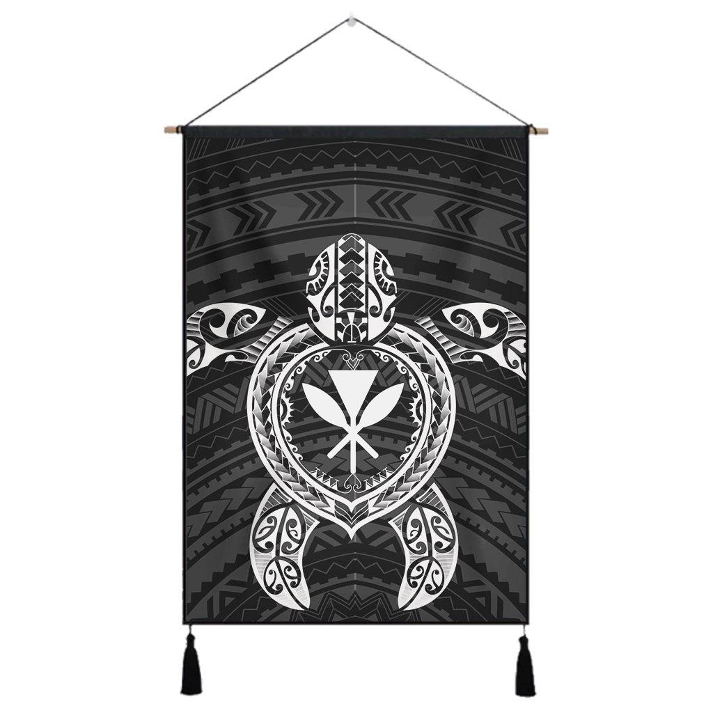 Hawaiian Turtle Kanaka Polynesian Hanging Poster - White - AH Hanging Poster Cotton And Linen - Polynesian Pride