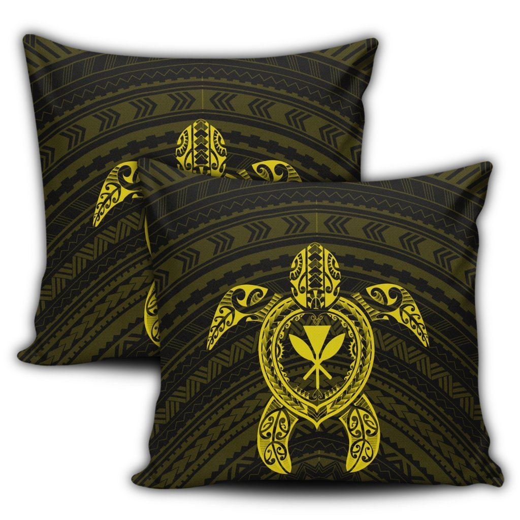 Hawaiian Turtle Kanaka Polynesian Pillow Covers - Yellow - AH - Polynesian Pride