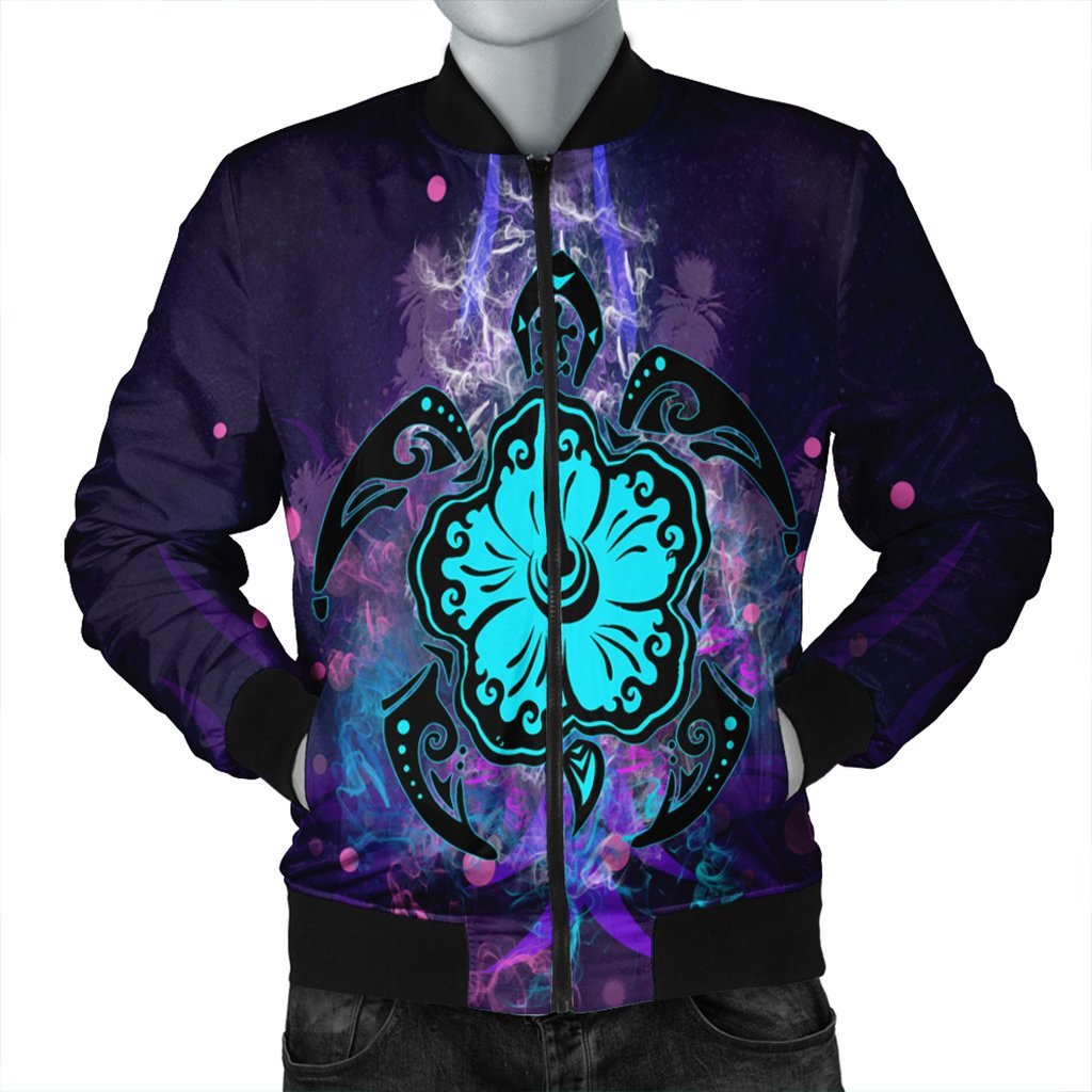 Hawaiian Turtle Mystery Polynesian Bomber Jacket - AH Black Unisex - Polynesian Pride