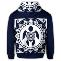 Hawaiian Turtle Pattern Zip Hoodie - Polynesian Pride
