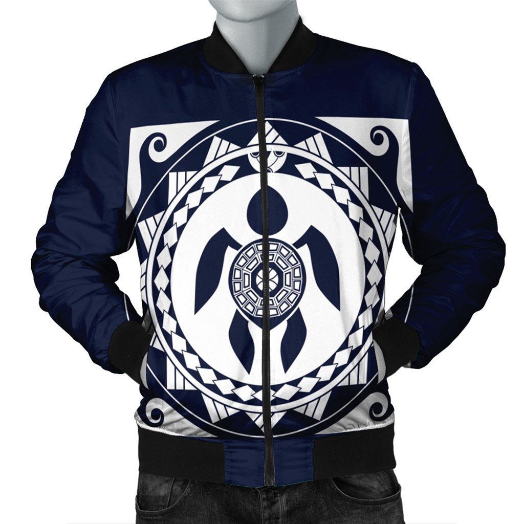 Hawaiian Turtle Pattern Bomber Jacket - AH Black Unisex - Polynesian Pride