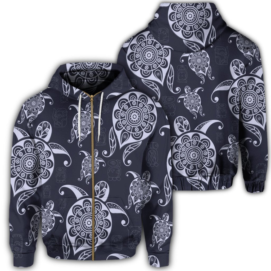 Hawaiian Turtle Pattern Wonderfull Zip Hoodie Unisex Art - Polynesian Pride